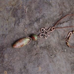 Hand Crafted Unakite and Copper Necklace by Sandy Robinson Jewelry